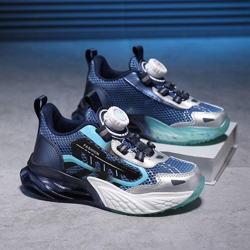 Dječja modna sportska obuća Dječaci Djevojčice Ležerne tenisice s rotirajućim gumbima Prozračno mekano dno Dječje mrežaste tenisice za trčanje