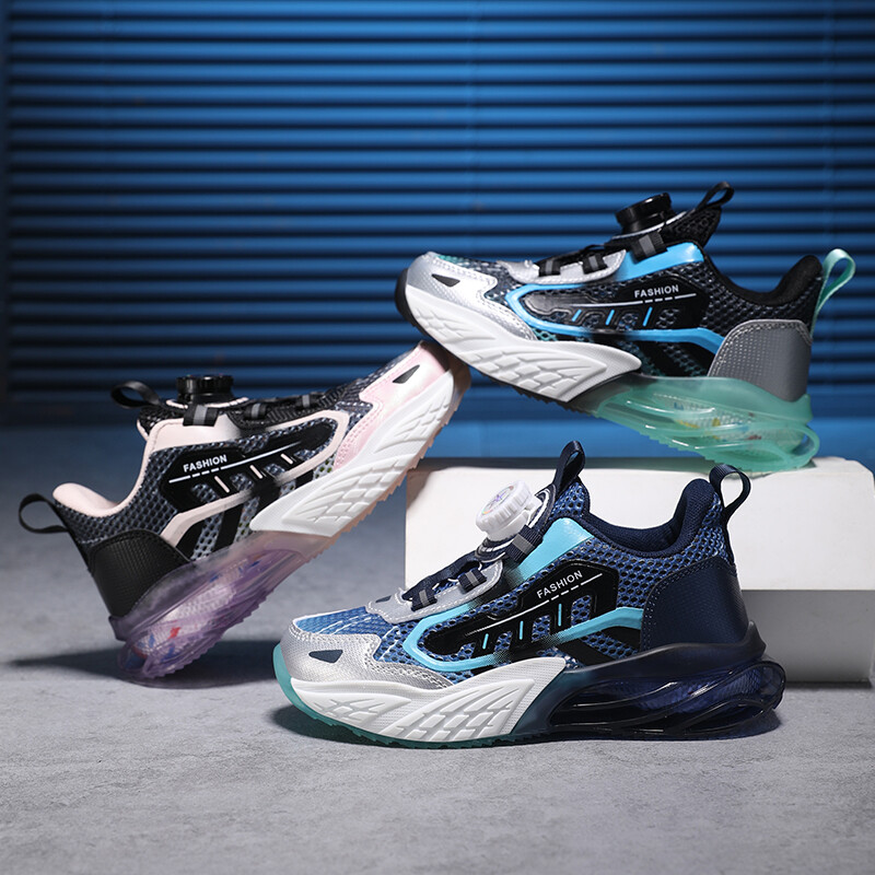 Dječja modna sportska obuća Dječaci Djevojčice Ležerne tenisice s rotirajućim gumbima Prozračno mekano dno Dječje mrežaste tenisice za trčanje