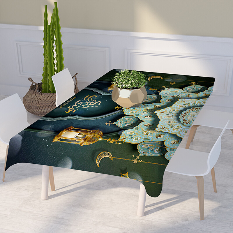 2023 m. Ramadanas, vandeniui atsparus stačiakampis restoranas, staltiesės puošmena Eid mečetė Islamo musulmonų   