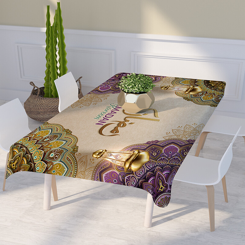 2023 m. Ramadanas, vandeniui atsparus stačiakampis restoranas, staltiesės puošmena Eid mečetė Islamo musulmonų   