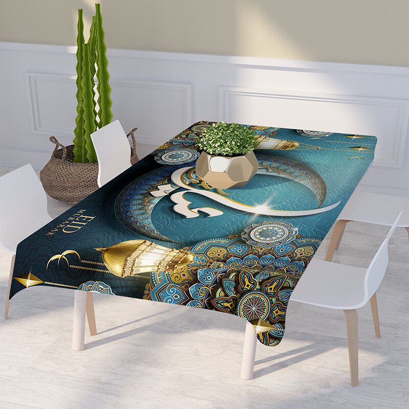 2023 m. Ramadanas, vandeniui atsparus stačiakampis restoranas, staltiesės puošmena Eid mečetė Islamo musulmonų   