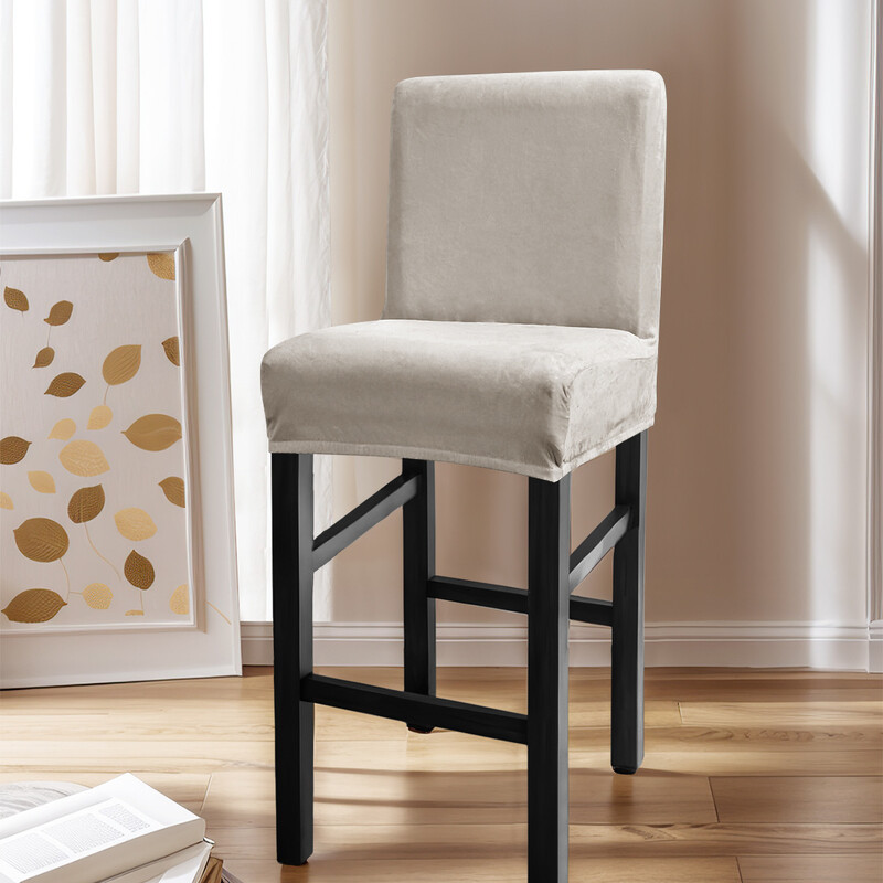 Husă transfrontalieră din catifea elastică cu vulpe argintie, culoare solidă, pentru acasă, hotel, scaunul de bar, husa scaunului la fața locului