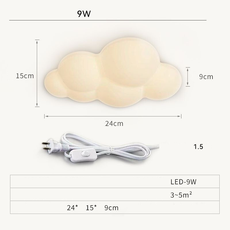 Cloud sieninis šviestuvas kreminio stiliaus miegamojo foninis sieninis šviestuvas šiltas vaikų kambario viso spektro šviestuvas prie naktinės pakabinamos sienos