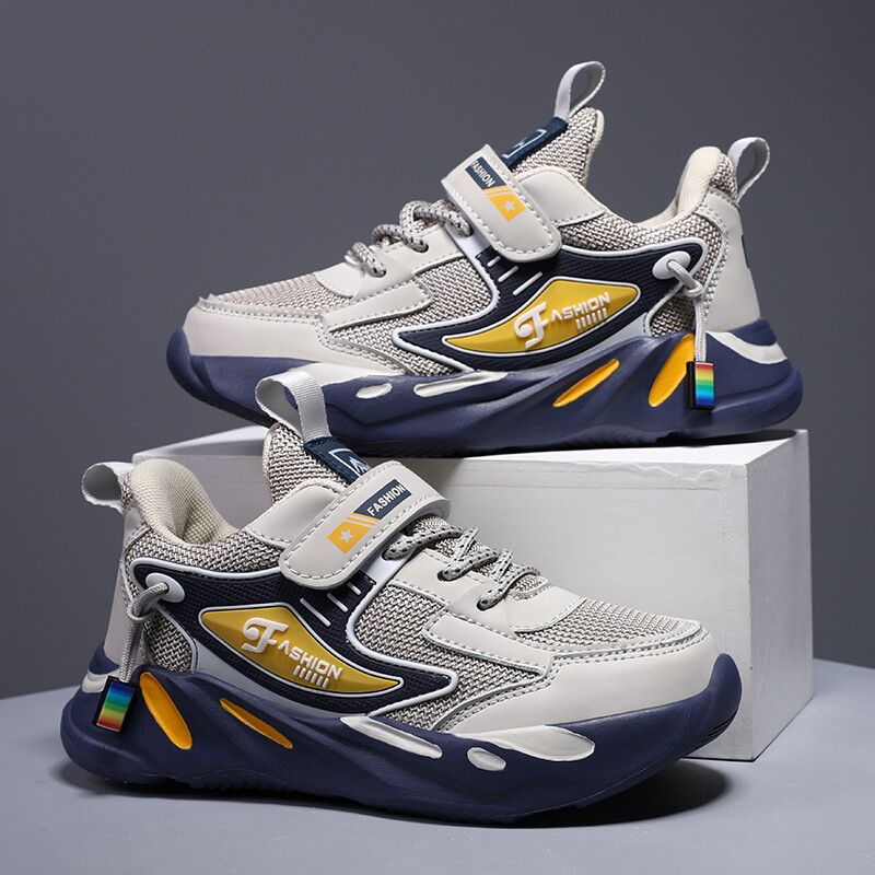 Bērnu kedas sporta apavi zēniem Modes ādas bērnu komforta apavi elpojošiem tīklveida apaviem ikdienas āra skriešanas apavi