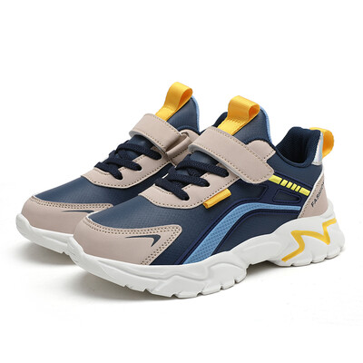 Jaunas sporta sneaker bērnu ikdienas apavi zēniem 5–16 gadus veciem bērniem Ādas neslīdoši modes tenisa apavi ar mīkstu zoli, melni apavi