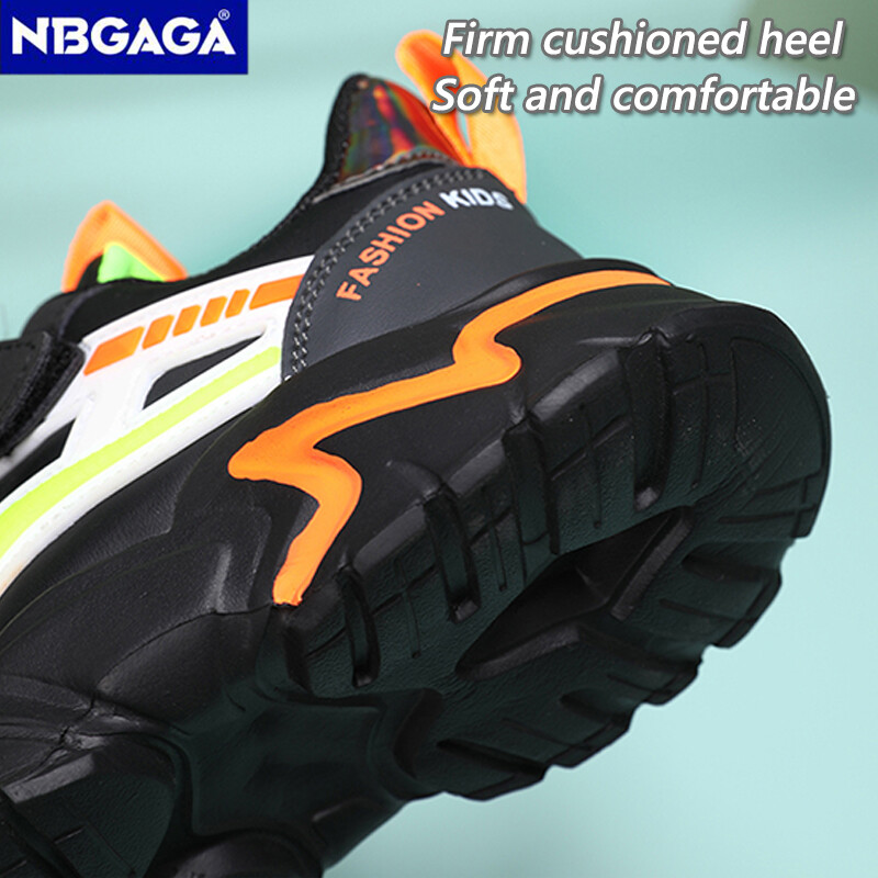 Jaunas sporta sneaker bērnu ikdienas apavi zēniem 5–16 gadus veciem bērniem Ādas neslīdoši modes tenisa apavi ar mīkstu zoli, melni apavi