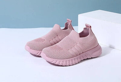 Vienkrāsaini elpojoši trikotāžas sporta apavi bērniem vecumā no 1 līdz 8 gadiem Uzvelkami ikdienas apavi pārrobežu sprādzienbīstamības stilā