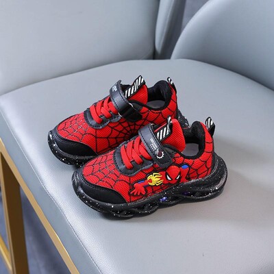 Spiderman Baby Boys kedas Populārs dizains Bērnu Led Lighting Kurpes Pavasaris Rudens Bērni Ikdienas Sporta Apavi Boy Sneaker