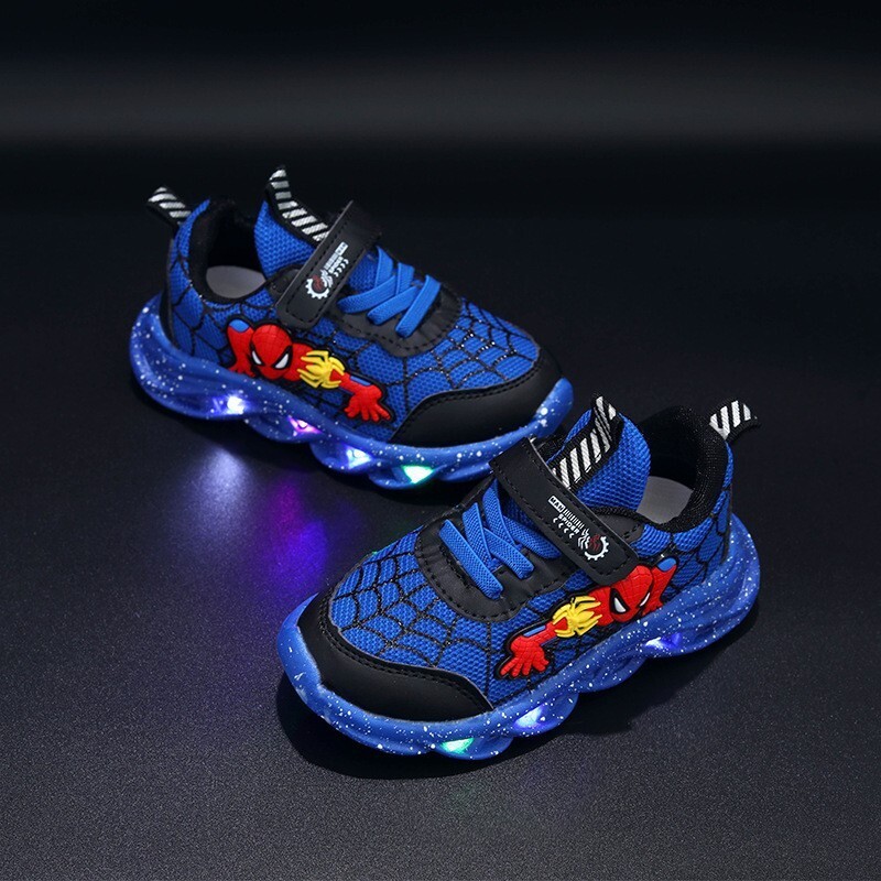 Spiderman Baby Boys kedas Populārs dizains Bērnu Led Lighting Kurpes Pavasaris Rudens Bērni Ikdienas Sporta Apavi Boy Sneaker