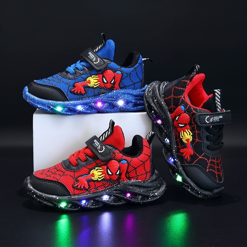Spiderman Baby Boys kedas Populārs dizains Bērnu Led Lighting Kurpes Pavasaris Rudens Bērni Ikdienas Sporta Apavi Boy Sneaker