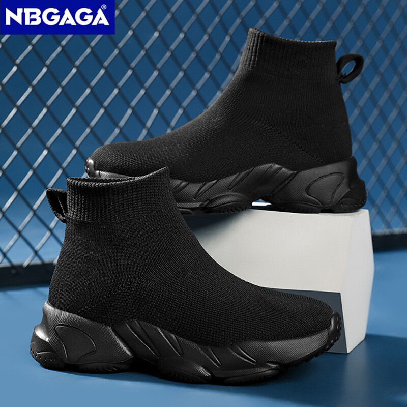 Klasične crne dječje cipele s čarapama Pletene modne visoke tenisice za dječake Djevojčice Ležerni sport na otvorenom 5-16 godina Dječji tenis