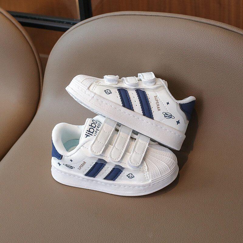 Bērnu kedas Bērnu modes dizains, balti, neslīdoši ikdienas apavi zēniem, meitenēm ar āķi, elpojošas kedas, maziem bērniem, āra apavi