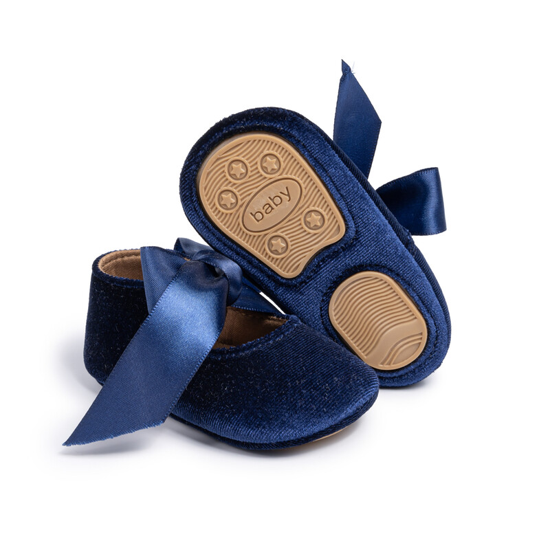 Meiteņu apavi Bowknot Dzīvokļi Kāzu Princeses Kleita Apavi Baleta čības Neslīdoša Gumijas zole Mazuļa pirmās pastaigas kurpes