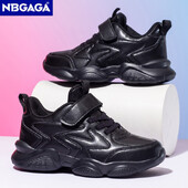 Bērnu kedas zēniem Ādas skriešanas apavi Skolas bērnu melni ikdienas pastaigu apavi Neslīdoši sporta tenisa izmēri 28-39