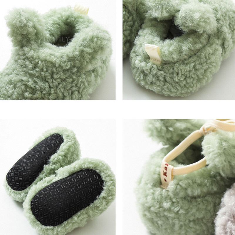 Mazuļu zeķes Ziemas jaundzimušo zēnu meiteņu apavi bērniem Mīksti mazuļu pirmie staigulīši Bērniem Pretslīdēšanas silti, biezi jaundzimušo bērnu gultiņas apavi