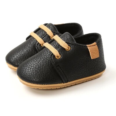Meckior Baby Shoes Retro PU ādas zēnu meiteņu apavi Toddler Gumijas zole Pretslīdēšanas pirmie staigulīši Unisex jaundzimušo mokasīni
