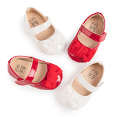 Zīdaiņu meiteņu apavi PU Pretslīdēšanas Bowknot Klasiska princešu kleita 3 krāsu 0-18M Modes apavi Toddler First Walker Crib Shoes