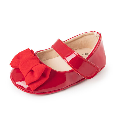 Zīdaiņu meiteņu apavi PU Pretslīdēšanas Bowknot Klasiska princešu kleita 3 krāsu 0-18M Modes apavi Toddler First Walker Crib Shoes