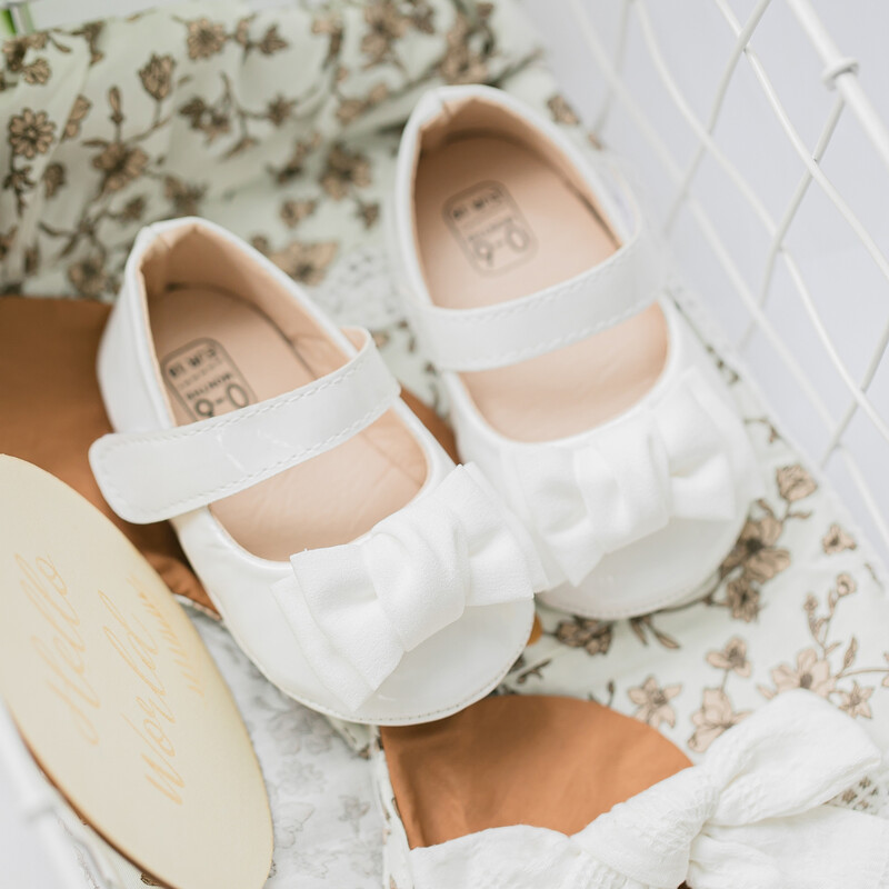 Zīdaiņu meiteņu apavi PU Pretslīdēšanas Bowknot Klasiska princešu kleita 3 krāsu 0-18M Modes apavi Toddler First Walker Crib Shoes