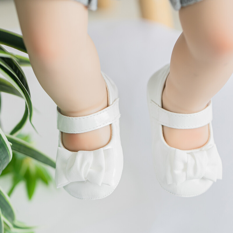 Zīdaiņu meiteņu apavi PU Pretslīdēšanas Bowknot Klasiska princešu kleita 3 krāsu 0-18M Modes apavi Toddler First Walker Crib Shoes