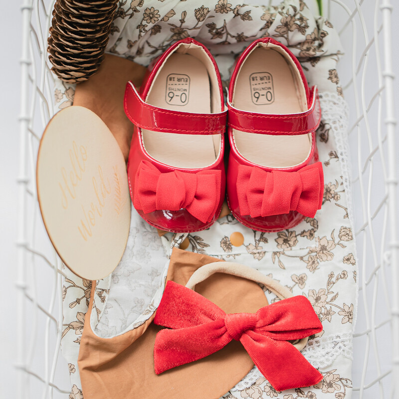 Zīdaiņu meiteņu apavi PU Pretslīdēšanas Bowknot Klasiska princešu kleita 3 krāsu 0-18M Modes apavi Toddler First Walker Crib Shoes