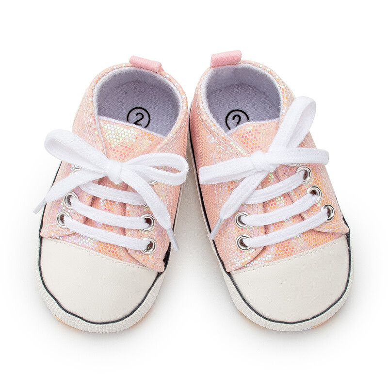 Meckior Βρεφικά παπούτσια Newborn Fashion Shining Canvas Sneakers Baby Boys Girls Shoes First Walkers Μαλακή αντιολισθητική σόλα νήπιο