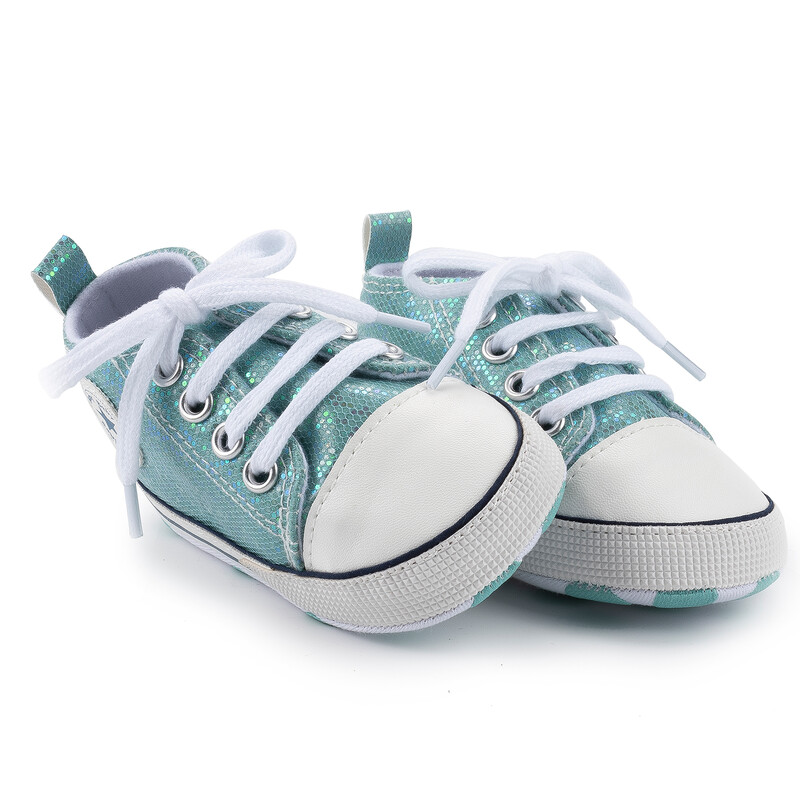 Meckior Βρεφικά παπούτσια Newborn Fashion Shining Canvas Sneakers Baby Boys Girls Shoes First Walkers Μαλακή αντιολισθητική σόλα νήπιο