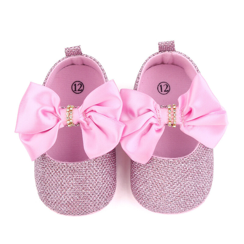 Jaunas modes zīdaiņu apavi Rozā Bling Rhinestone Jaundzimušo zīdaiņu apavi Toddler Mary Jane Flats 1 gadu dāvana kristīgajai lellei