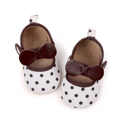 Kislányok Alkalmi sétacipők Vintage pontmintás masnik, puha talpú Mary Jane cipők újszülöttek első sétálóinak