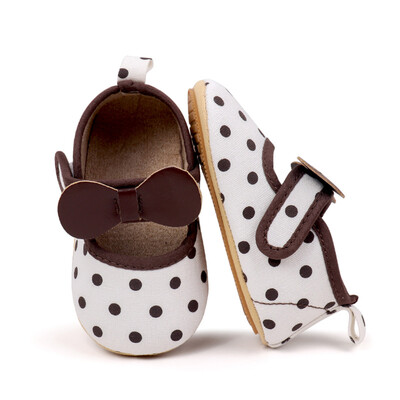 Kislányok Alkalmi sétacipők Vintage pontmintás masnik, puha talpú Mary Jane cipők újszülöttek első sétálóinak