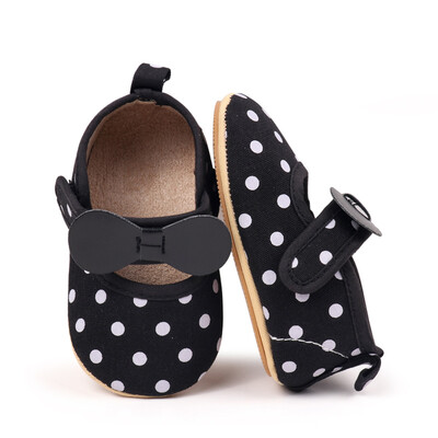 Kislányok Alkalmi sétacipők Vintage pontmintás masnik, puha talpú Mary Jane cipők újszülöttek első sétálóinak