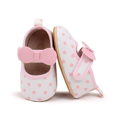Kislányok Alkalmi sétacipők Vintage pontmintás masnik, puha talpú Mary Jane cipők újszülöttek első sétálóinak