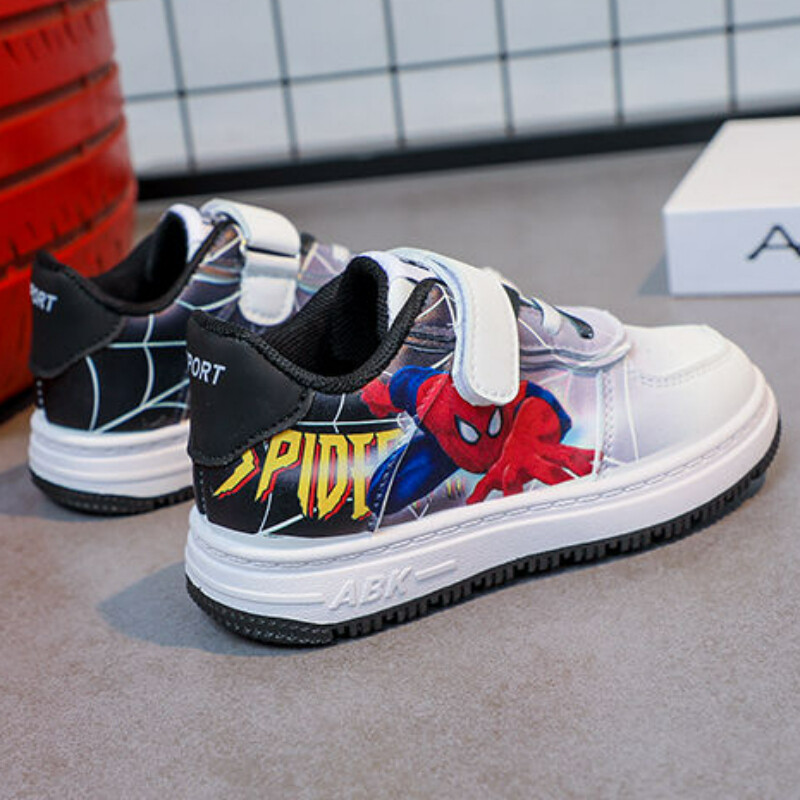 Disneja bērnu ikdienas multfilma rudens zemas krāsas sporta baltas PU ādas kedas Bērnu apvalks Graffiti Zēnu apavi 26-3 izmērs