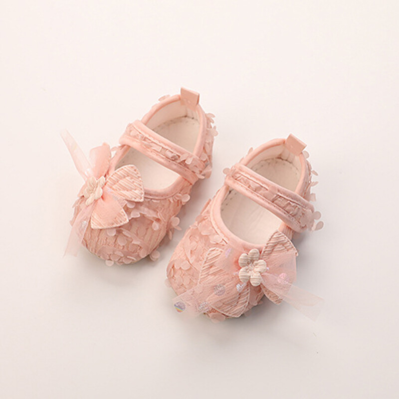 Baby Girl Princess Bow Flats Kurpes zīdaiņiem Ziedlapiņas Walker Bērnu gultiņas Apavi jaundzimušajiem Jauki mīksta zole First Walkers