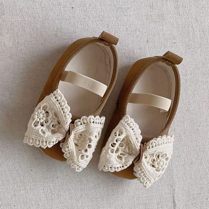 MISOWMNJOY Baby Girls Cipők Csipkés Virágos Bowknot Infant Mary Jane Flats Puha talpú Gumi csúszásmentes kiságy cipők kisgyermekeknek
