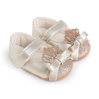 MISOWMNJOY Sequin Baby Girls Batai Princess Newborn Mary Jane Flats Glitter Crown Bow Dress Batai Neslystantys naujagimio lovelės batai