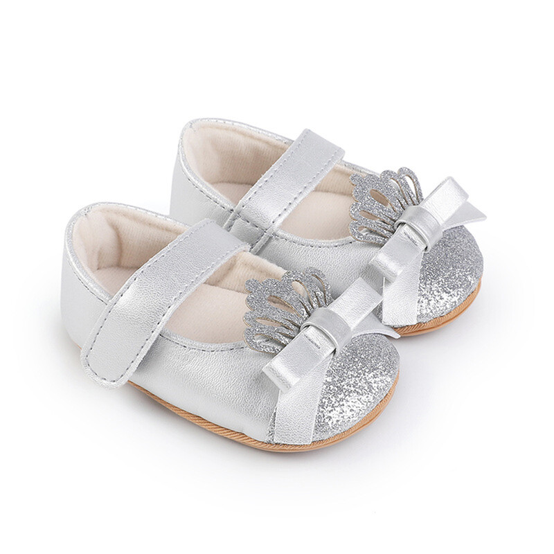 MISOWMNJOY flitteres babacipő lányoknak Princess Newborn Mary Jane Flats Csillogó Koronás masni Cipők Csúszásmentes újszülött kiságy cipők