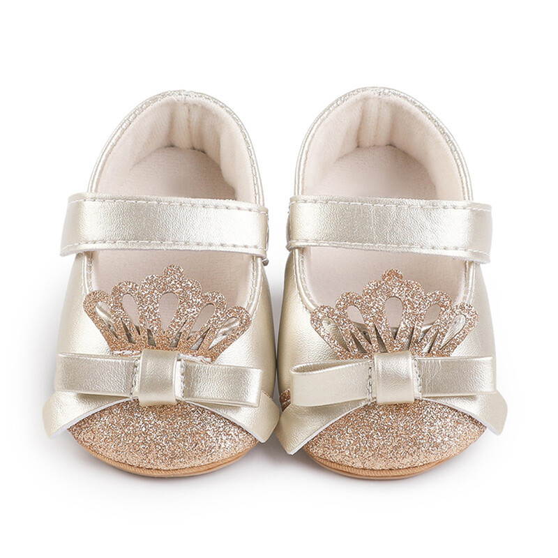 MISOWMNJOY flitteres babacipő lányoknak Princess Newborn Mary Jane Flats Csillogó Koronás masni Cipők Csúszásmentes újszülött kiságy cipők