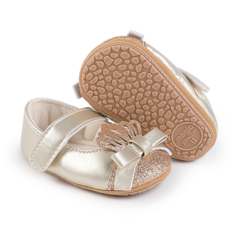 MISOWMNJOY flitteres babacipő lányoknak Princess Newborn Mary Jane Flats Csillogó Koronás masni Cipők Csúszásmentes újszülött kiságy cipők
