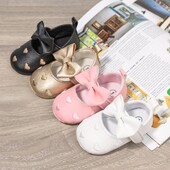 Meckior Baby Shoes Klasiska kleita Jauka Bow-mezglu Sirds Pretslīdes, Mīksta Zole First Walkers Zīdaiņu zīdaiņu apavi maziem bērniem 0-18m
