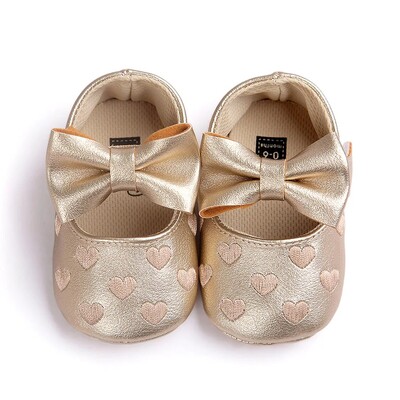Meckior Baby Shoes Klasiska kleita Jauka Bow-mezglu Sirds Pretslīdes, Mīksta Zole First Walkers Zīdaiņu zīdaiņu apavi maziem bērniem 0-18m