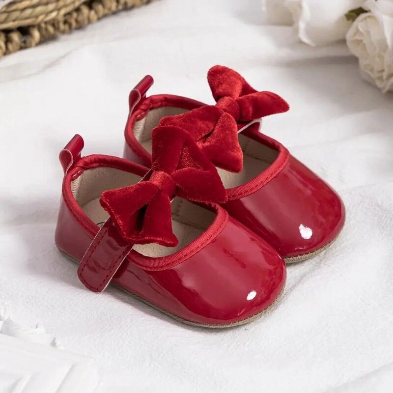 Meckior 2024. gada jauni meiteņu apavi, sarkani, ikdienas kleitu apavi, neslīdoši PU ādas ballīšu apavi kāzu princesēm, 0–18 M
