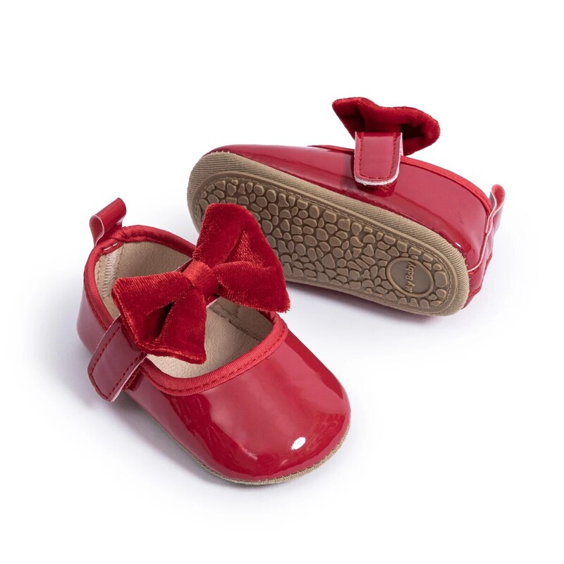 Meckior 2024. gada jauni meiteņu apavi, sarkani, ikdienas kleitu apavi, neslīdoši PU ādas ballīšu apavi kāzu princesēm, 0–18 M