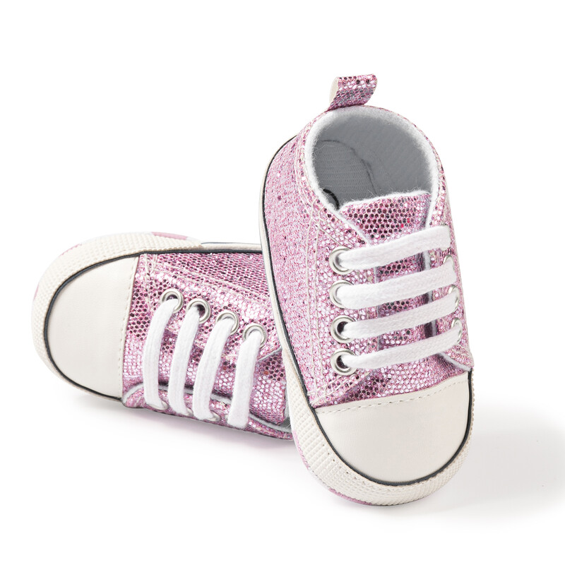 Βρεφικά παπούτσια για νεογέννητο κλασικό παγιέτες, καμβά, βαμβακερά και αντιολισθητικά, καθημερινά αθλητικά παπούτσια για βρέφη, πρώτο ζευγάρι παιδικά παπούτσια 0-18 εκατ.