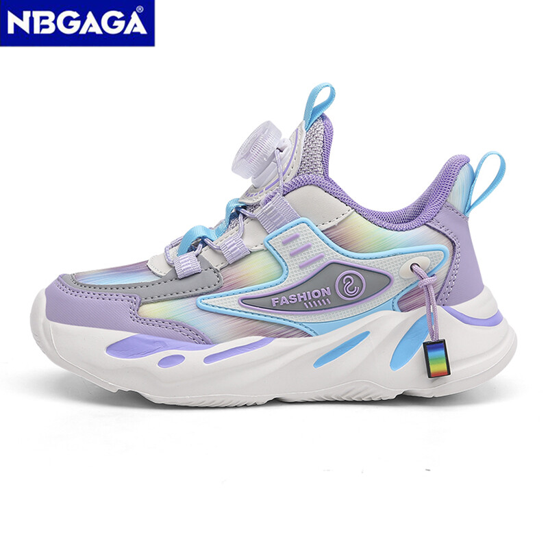 Jaunas bērnu kedas meitenēm Ādas āra bērnu skriešanas apavi Ikdienas plakani pastaigu apavi ar grozāmu pogu dizainu