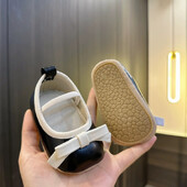 Βρεφικά παπούτσια Νεογέννητα κορίτσια Princess PU Προσχολικά Παπούτσια Επίσημα Παπούτσια Φιόγκος Princess Wedding Party Αντιολισθητικά Παπούτσια First Step 0-18M