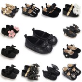 Melni meiteņu apavi, jauni klasiski banti jaundzimušo bērnu apavi Pirmie staigātāji dzimšanas dienas Ziemassvētku apavi