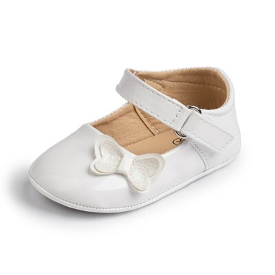 Meckior Baby Girl Kurpes Jaundzimušo PU ādas Bowknot Kleita Zīdaiņiem Gumijas Neslīdoši Toddler First Walker Baby Kurpes meitenēm