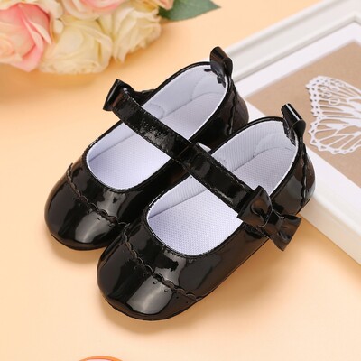 Melnās modes jaundzimušo ballītes princešu apavi zēniem un meitenēm pirmā soļa pastaigu apavi ar gumijas zoli, neslīdoši mazuļu apavi 0-18 M