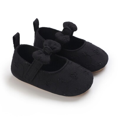 Melnās modes jaundzimušo ballītes princešu apavi zēniem un meitenēm pirmā soļa pastaigu apavi ar gumijas zoli, neslīdoši mazuļu apavi 0-18 M